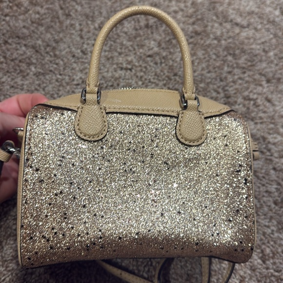 Coach Bag Mini Bling Crossbody Handbag Zipper Closure Gold Adjustable Strap - Picture 5 of 8